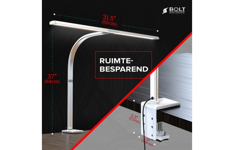 Bureaulamp Leeslamp wit ultra breed met dimfunctie