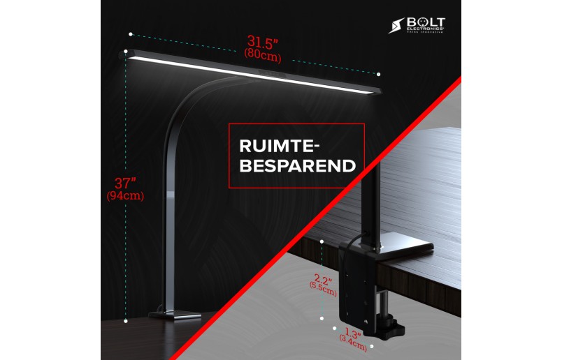 Bureaulamp Leeslamp zwart ultra breed met dimfunctie