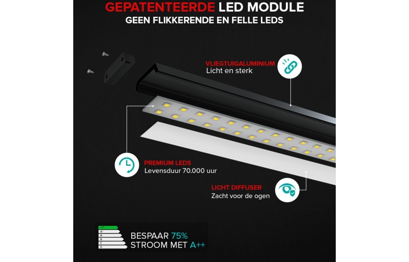 Bureaulamp Leeslamp zwart ultra breed met dimfunctie