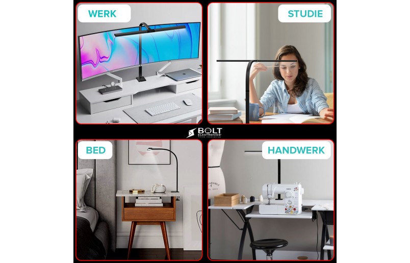 Bureaulamp Leeslamp wit ultra breed met dimfunctie