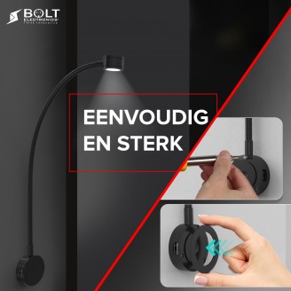 LED Bedlampje met flexibele arm, dimfunctie en USB ( 1 stuk)
