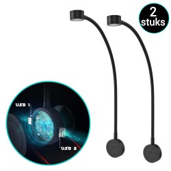 LED Bedlampjes met flexibele arm, dimfunctie en USB (2 stuks)