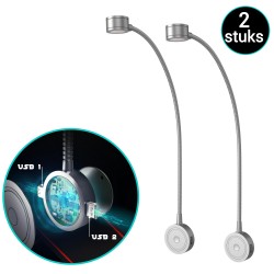 LED Bedlampjes met flexibele arm, dimfunctie en USB (2 stuks)