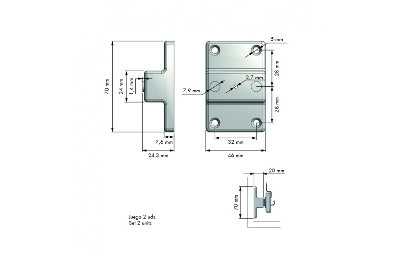 Afstandshouders ( 2stuks) voor schoenenrek SHC390