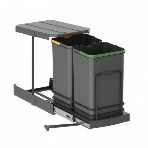 Uittrekbare inbouw afvalbak 2x12 liter 