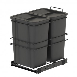 Uittrekbare inbouw afvalbak 2x35 liter antraciet 