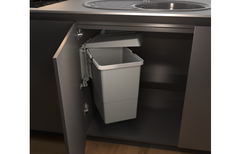 Afvalbak inbouw 24 liter antraciet