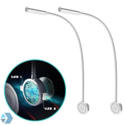 LED Bed leeslampjes met dimfunctie en dubbele USB poort (2 stuks)
