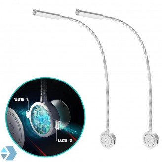 LED Bed leeslampjes met dimfunctie en dubbele USB poort (2 stuks)