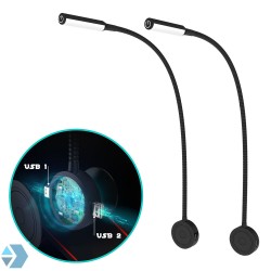 LED Bed leeslampjes met dimfunctie en dubbele USB poort (2 stuks)