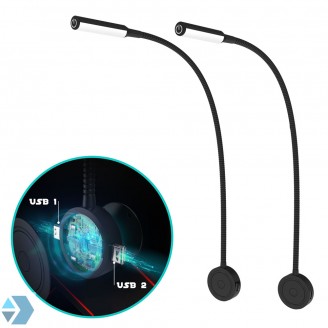 LED Bed leeslampjes met dimfunctie en dubbele USB poort (2 stuks)