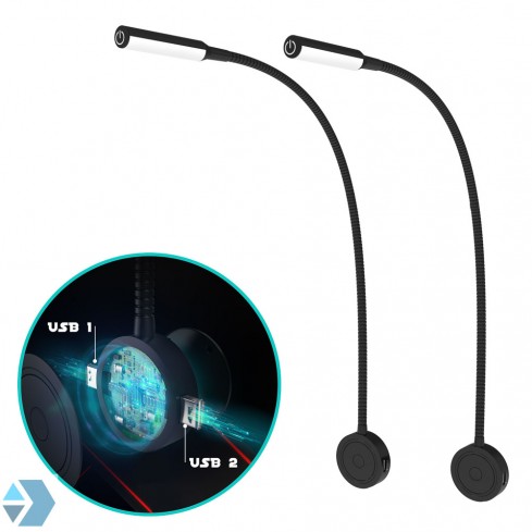 LED Bed leeslampjes met dimfunctie en dubbele USB poort (2 stuks)