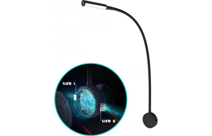 LED Bed leeslamp met dubbele USB poort