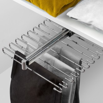 Uittrekbaar pantalonrek chroom voor 11 pantalons