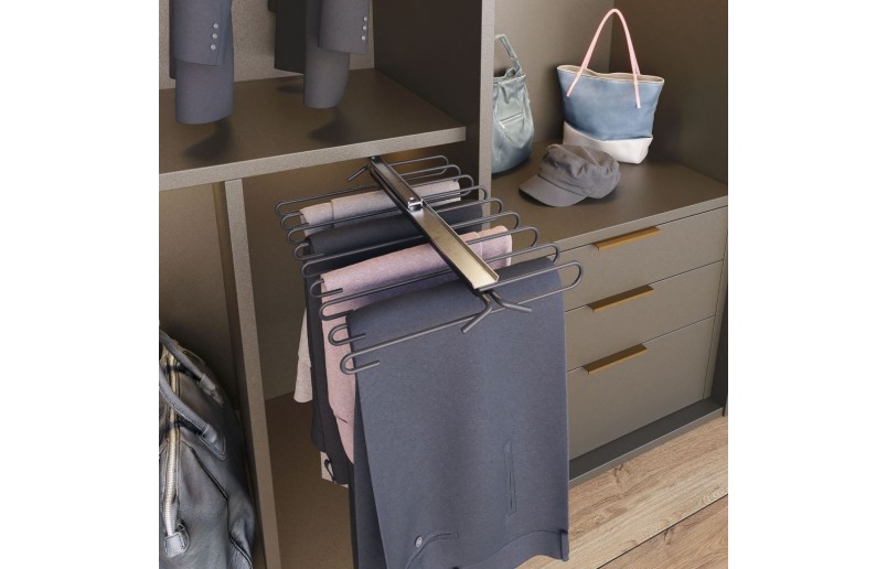 Uittrekbaar pantalonrek antraciet voor 11 pantalons