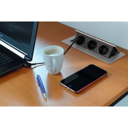 Bureaustopcontact zilver met 3 stopcontacten