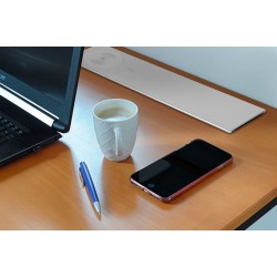 Bureaustopcontact zilver met 2 stopcontacten, 2 USB poorten, 2 internetaansluiting en draadloze oplader