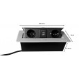 Bureaustopcontact zilver met 2 stopcontacten en 2 USB poorten 