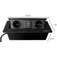 Bureaustopcontact zwart met 2 stopcontacten en 2 USB poorten