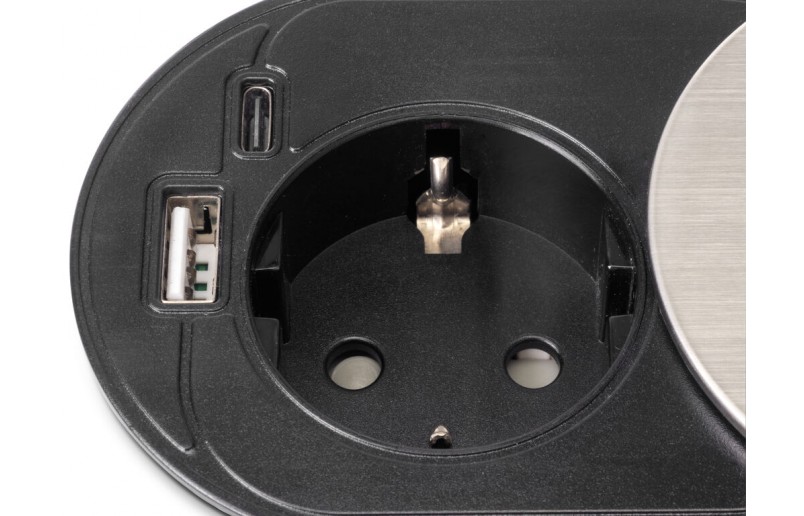 Meubel stopcontact inbouw met RVS deksel - SC1000RVS