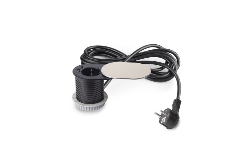 Meubel stopcontact inbouw met RVS deksel - SC1000RVS