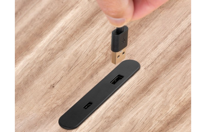 Meubel stopcontact voor inbouw en onderbouw met USB en USB-C 