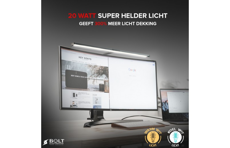 Bureaulamp Leeslamp wit ultra breed met dimfunctie