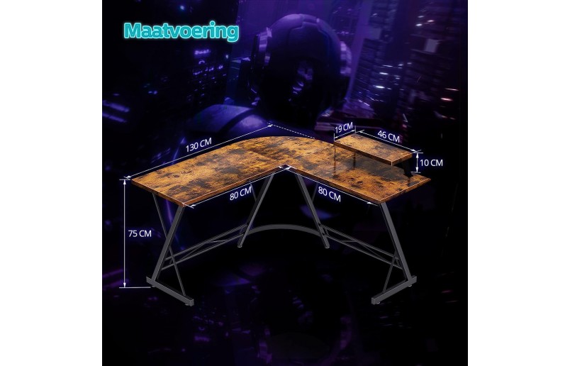 Gaming hoekbureau Dex vintage look topblad 