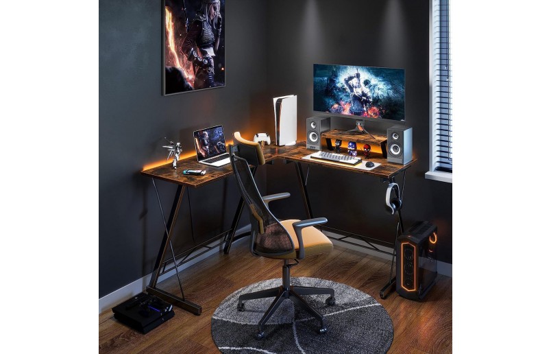 Gaming hoekbureau Dex vintage look topblad 