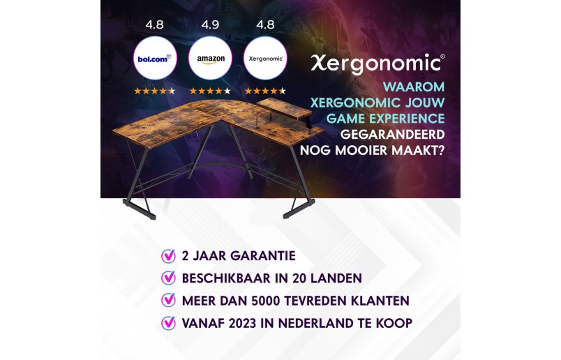 Gaming hoekbureau Dex vintage look topblad 