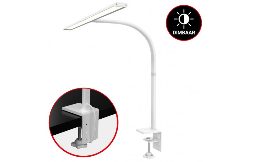 Bureaulamp Leeslamp wit ultra breed met dimfunctie