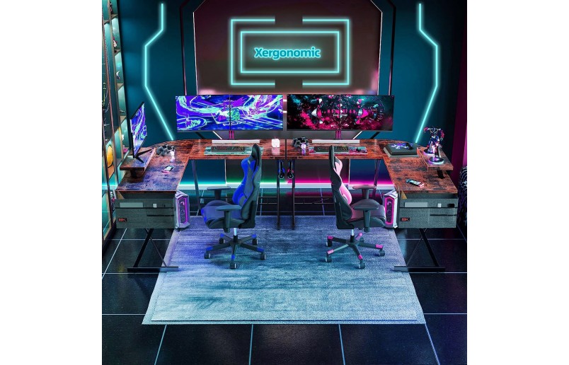 Gaming hoekbureau Dex vintage look topblad 