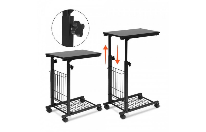 Laptoptafel  zwart - bijzettafel / bedtafel verstelbaar en verrijdbaar
