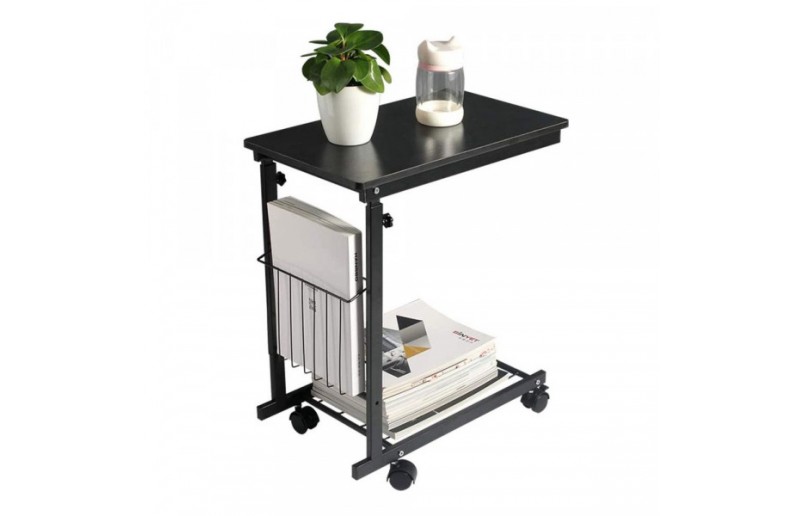 Laptoptafel  zwart - bijzettafel / bedtafel verstelbaar en verrijdbaar