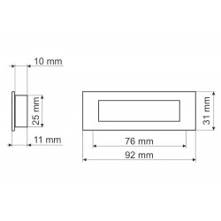 Inlaatgreep 92 x 31mm rechthoek