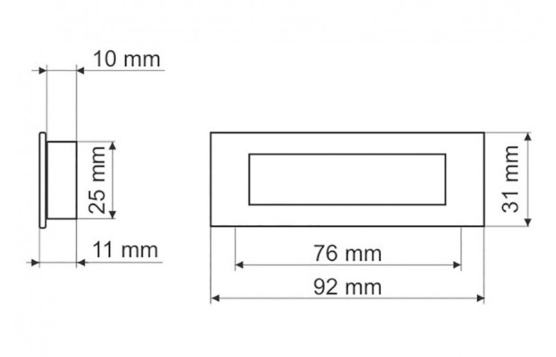Inlaatgreep 100 x 40mm rechthoek