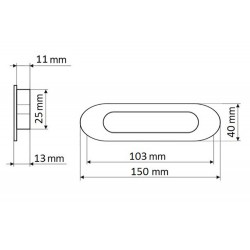 Inlaatgreep 150 x 40mm ovaal