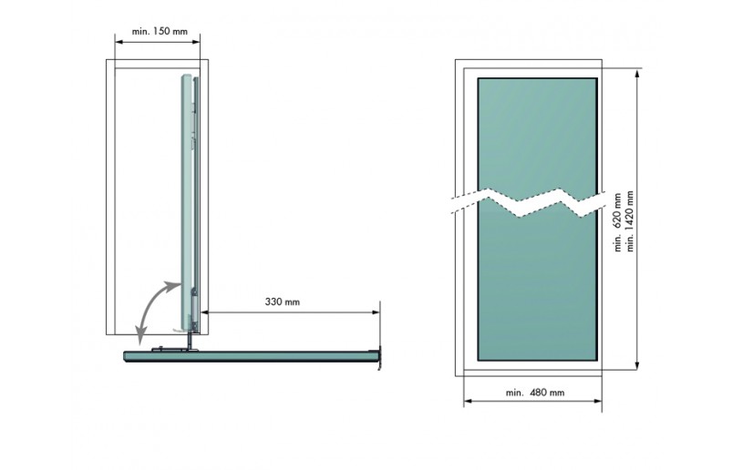 Uittrekbare en draaibare kastspiegel 140 x 50 cm antraciet