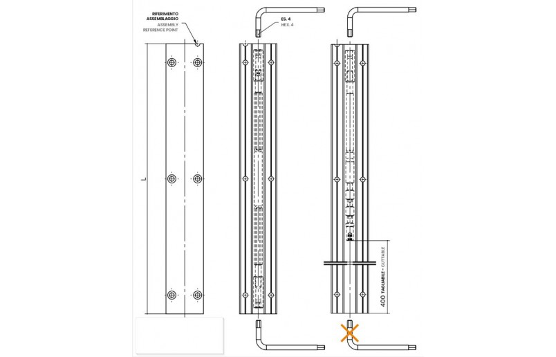 Deurspanbeslag infreesbaar/opschroefbaar en inkortbaar