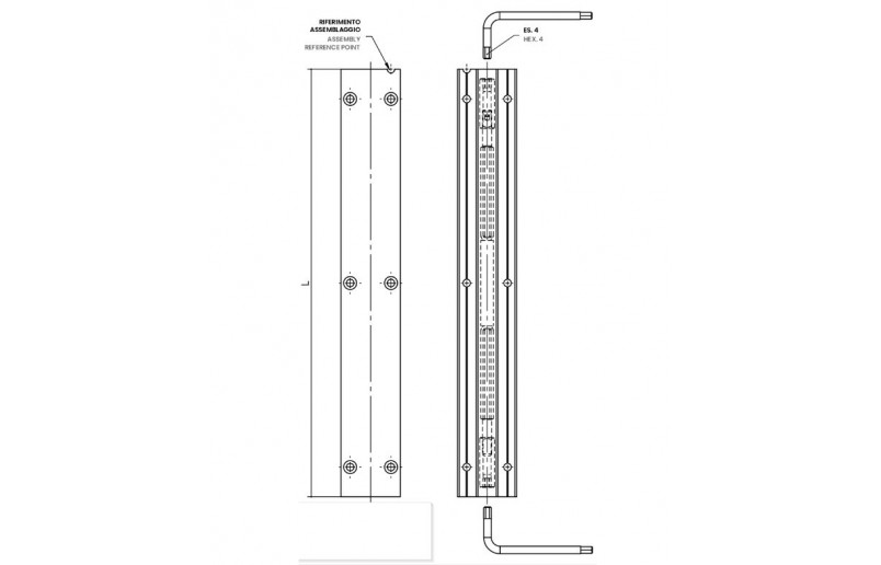 Deurspanbeslag infreesbaar/opschroefbaar 2200 mm