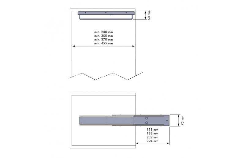 Garderobestang uittrekbaar antraciet  (extra zwaar model)  4 afmetingen