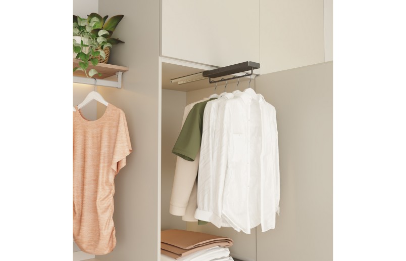 Garderobestang uittrekbaar antraciet  (extra zwaar model)  4 afmetingen