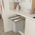 Stoffen uittrekbare wasbare wasmand/wassorteerder 40+40 liter voor kastfront 600 mm
