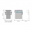 Stoffen uittrekbare wasbare wasmand/wassorteerder 40+40 liter voor vast kastfront 600 mm