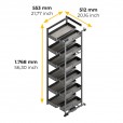 Uittrekframe voor keukenkasten met hoogte 178 cm en kastbreedte 600 mm