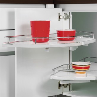 Uittrekbaar hoeksysteem voor keukenkasten chroom/wit soft-close rechts