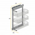 Uittrekframe met wandbevestiging links voor keukenkasten met kastbreedte 400 mm