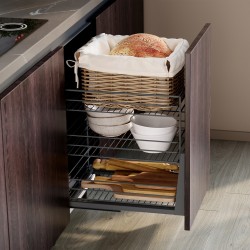 Uittrekframe met 3 manden voor keukenkasten met kastbreedte 400 mm
