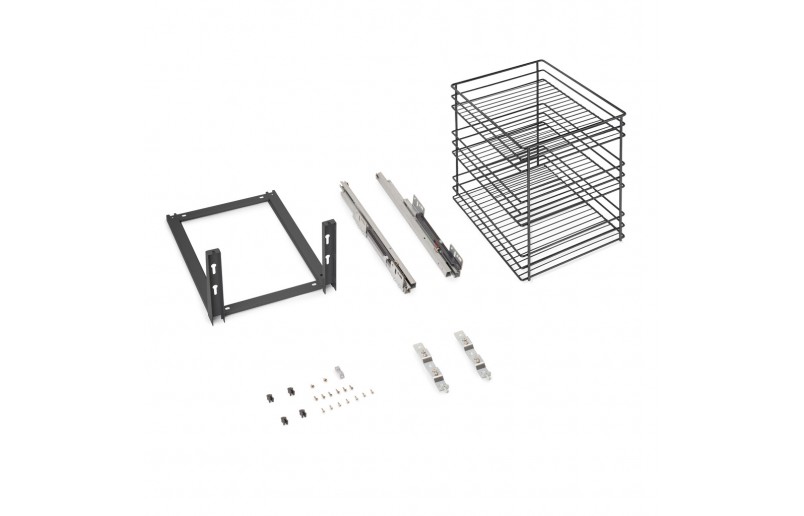 Uittrekframe met 3 manden voor keukenkasten met kastbreedte 400 mm