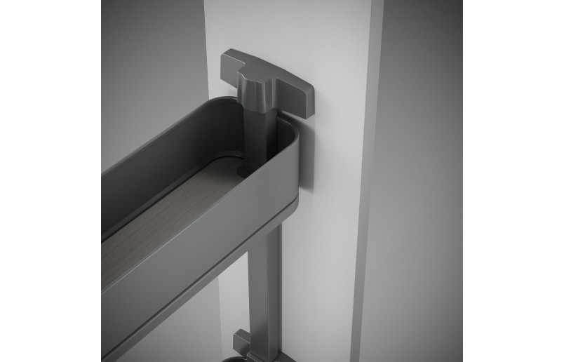 Uittrekbaar potten- en flessenrek met 2 plateaus voor keukenkasten met breedte 200 mm